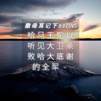 Picture 04 - 撒 母 耳 记 下 8:9 CUVS - 哈 马 王 陀 以 听 见 大 卫 杀 败 哈 - Bible Verse Picture