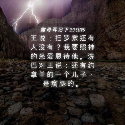 Picture 04 - 撒 母 耳 记 下 9:3 CUVS - 王 说 ： 扫 罗 家 还 有 人 没 有 ？ - Bible Verse Picture
