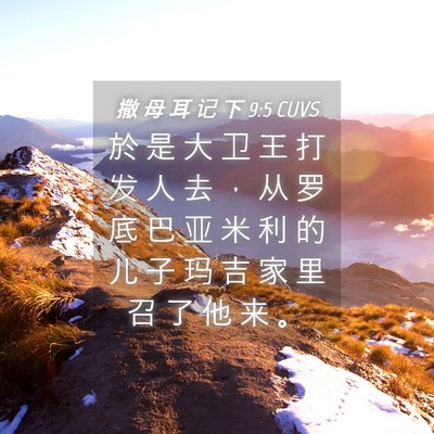 Picture 04 - 撒 母 耳 记 下 9:5 CUVS - 於 是 大 卫 王 打 发 人 去 ， 从 罗 - Bible Verse Picture