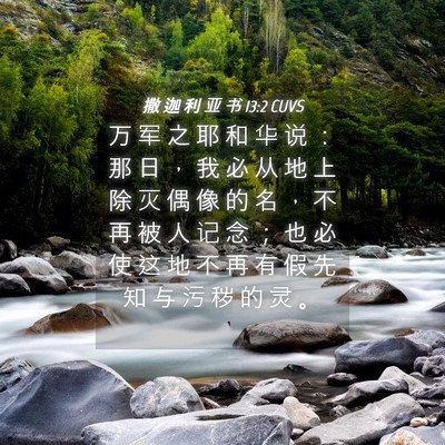Picture 04 - 撒 迦 利 亚 书 13:2 CUVS - 万 军 之 耶 和 华 说 ： 那 日 ， 我 - Bible Verse Picture