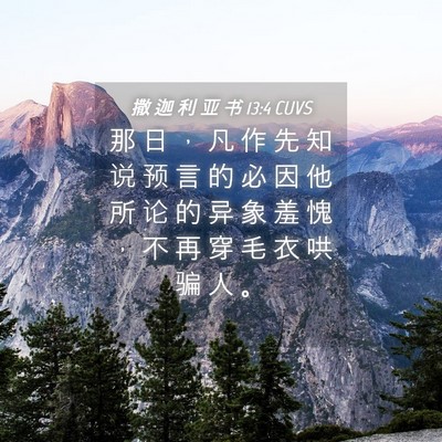 Picture 04 - 撒 迦 利 亚 书 13:4 CUVS - 那 日 ， 凡 作 先 知 说 预 言 的 必 - Bible Verse Picture
