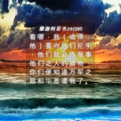 Picture 04 - 撒 迦 利 亚 书 2:9 CUVS - 看 哪 ， 我 （ 或 译 ： 他 ） 要 向 - Bible Verse Picture