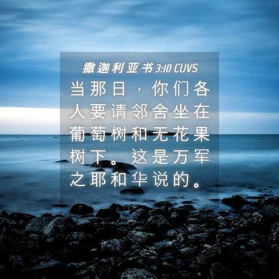 Picture 04 - 撒 迦 利 亚 书 3:10 CUVS - 当 那 日 ， 你 们 各 人 要 请 邻 舍 - Bible Verse Picture