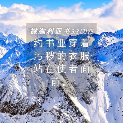 Picture 04 - 撒 迦 利 亚 书 3:3 CUVS - 约 书 亚 穿 着 污 秽 的 衣 服 站 在 - Bible Verse Picture