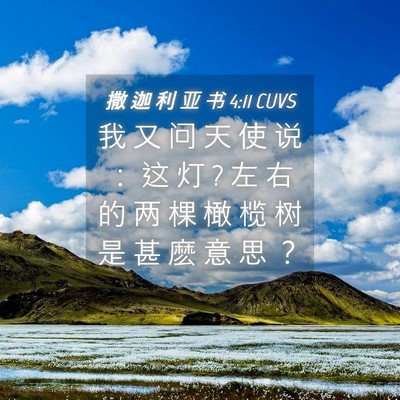 Picture 04 - 撒 迦 利 亚 书 4:11 CUVS - 我 又 问 天 使 说 ： 这 灯 ? 左 右 的 - Bible Verse Picture