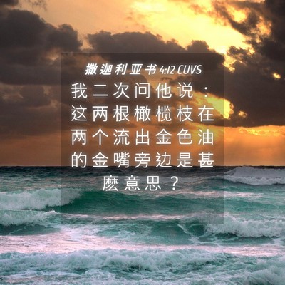 Picture 04 - 撒 迦 利 亚 书 4:12 CUVS - 我 二 次 问 他 说 ： 这 两 根 橄 榄 - Bible Verse Picture
