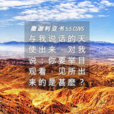 Picture 04 - 撒 迦 利 亚 书 5:5 CUVS - 与 我 说 话 的 天 使 出 来 ， 对 我 - Bible Verse Picture