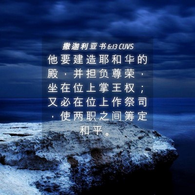 Picture 04 - 撒 迦 利 亚 书 6:13 CUVS - 他 要 建 造 耶 和 华 的 殿 ， 并 担 - Bible Verse Picture
