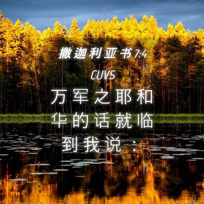 Picture 04 - 撒 迦 利 亚 书 7:4 CUVS - 万 军 之 耶 和 华 的 话 就 临 到 我 - Bible Verse Picture