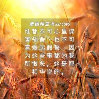 Picture 04 - 撒 迦 利 亚 书 8:17 CUVS - 谁 都 不 可 心 里 谋 害 邻 舍 ， 也 - Bible Verse Picture