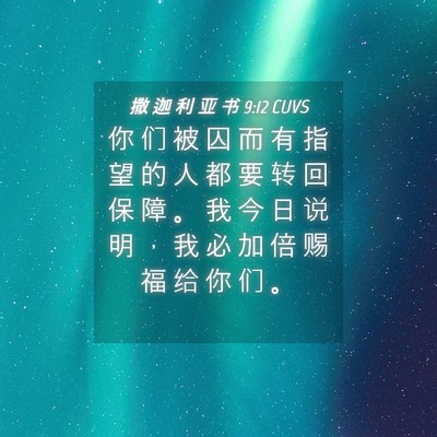 Picture 04 - 撒 迦 利 亚 书 9:12 CUVS - 你 们 被 囚 而 有 指 望 的 人 都 要 - Bible Verse Picture