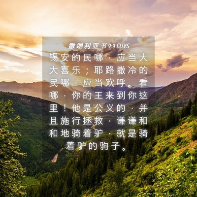 Picture 04 - 撒 迦 利 亚 书 9:9 CUVS - 锡 安 的 民 哪 ， 应 当 大 大 喜 乐 - Bible Verse Picture