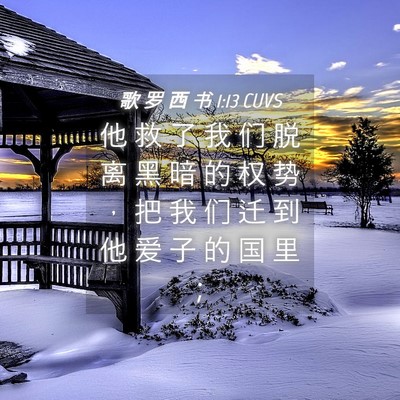 Picture 04 - 歌 罗 西 书 1:13 CUVS - 他 救 了 我 们 脱 离 黑 暗 的 权 势 - Bible Verse Picture
