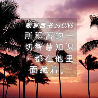 Picture 04 - 歌 罗 西 书 2:3 CUVS - 所 积 蓄 的 一 切 智 慧 知 识 ， 都 - Bible Verse Picture