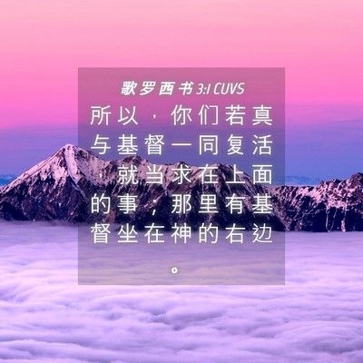 Picture 04 - 歌 罗 西 书 3:1 CUVS - 所 以 ， 你 们 若 真 与 基 督 一 同 - Bible Verse Picture