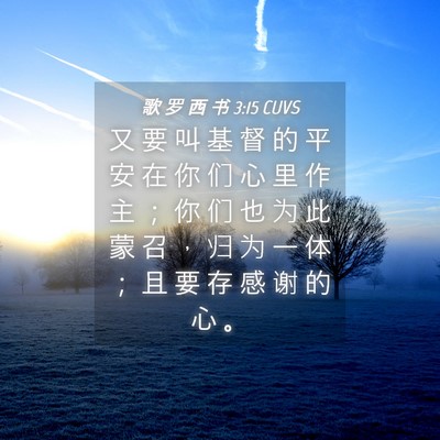 Picture 04 - 歌 罗 西 书 3:15 CUVS - 又 要 叫 基 督 的 平 安 在 你 们 心 - Bible Verse Picture