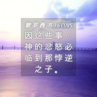 Picture 04 - 歌 罗 西 书 3:6 CUVS - 因 这 些 事 ， 神 的 忿 怒 必 临 到 - Bible Verse Picture