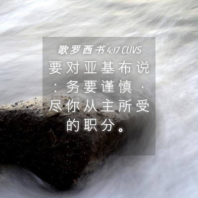 Picture 04 - 歌 罗 西 书 4:17 CUVS - 要 对 亚 基 布 说 ： 务 要 谨 慎 ， - Bible Verse Picture