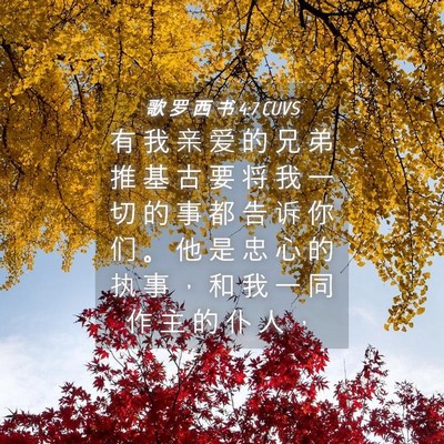 Picture 04 - 歌 罗 西 书 4:7 CUVS - 有 我 亲 爱 的 兄 弟 推 基 古 要 将 - Bible Verse Picture