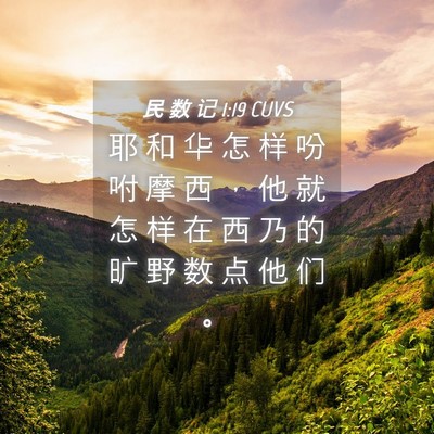 Picture 04 - 民 数 记 1:19 CUVS - 耶 和 华 怎 样 吩 咐 摩 西 ， 他 就 - Bible Verse Picture