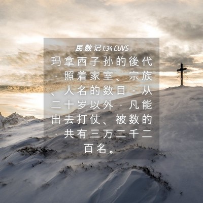 Picture 04 - 民 数 记 1:34 CUVS - 玛 拿 西 子 孙 的 後 代 ， 照 着 家 - Bible Verse Picture