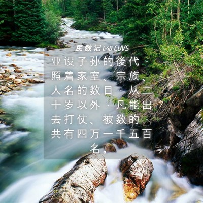 Picture 04 - 民 数 记 1:40 CUVS - 亚 设 子 孙 的 後 代 ， 照 着 家 室 - Bible Verse Picture