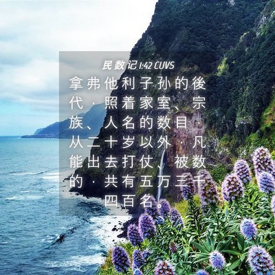 Picture 04 - 民 数 记 1:42 CUVS - 拿 弗 他 利 子 孙 的 後 代 ， 照 着 - Bible Verse Picture