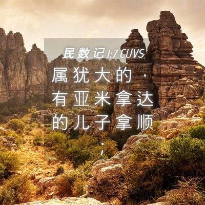 Picture 04 - 民 数 记 1:7 CUVS - 属 犹 大 的 ， 有 亚 米 拿 达 的 儿 - Bible Verse Picture