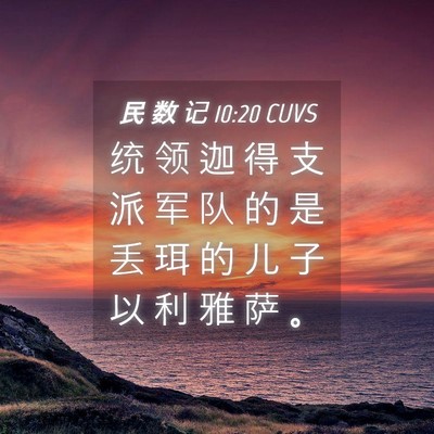 Picture 04 - 民 数 记 10:20 CUVS - 统 领 迦 得 支 派 军 队 的 是 丢 珥 - Bible Verse Picture