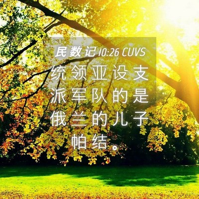 Picture 04 - 民 数 记 10:26 CUVS - 统 领 亚 设 支 派 军 队 的 是 俄 兰 - Bible Verse Picture