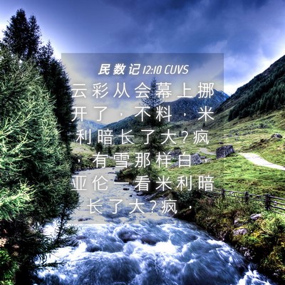 Picture 04 - 民 数 记 12:10 CUVS - 云 彩 从 会 幕 上 挪 开 了 ， 不 料 - Bible Verse Picture
