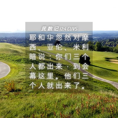 Picture 04 - 民 数 记 12:4 CUVS - 耶 和 华 忽 然 对 摩 西 、 亚 伦 、 - Bible Verse Picture