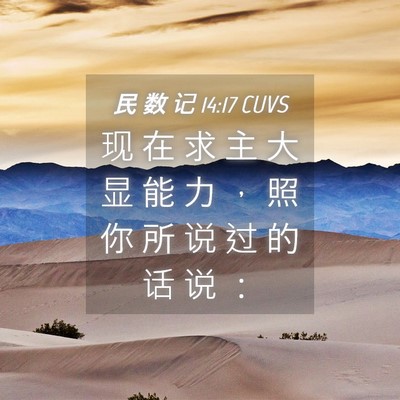 Picture 04 - 民 数 记 14:17 CUVS - 现 在 求 主 大 显 能 力 ， 照 你 所 - Bible Verse Picture