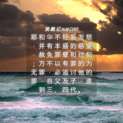 Picture 04 - 民 数 记 14:18 CUVS - 耶 和 华 不 轻 易 发 怒 ， 并 有 丰 - Bible Verse Picture