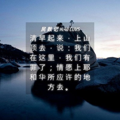 Picture 04 - 民 数 记 14:40 CUVS - 清 早 起 来 ， 上 山 顶 去 ， 说 ： - Bible Verse Picture