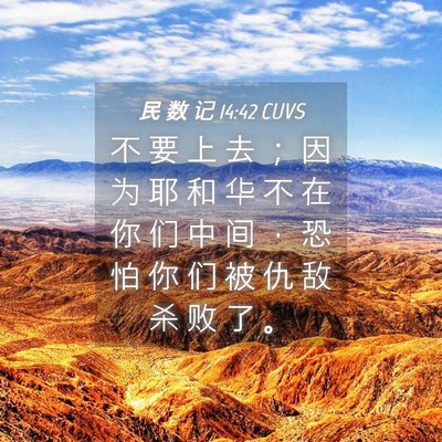 Picture 04 - 民 数 记 14:42 CUVS - 不 要 上 去 ； 因 为 耶 和 华 不 在 - Bible Verse Picture