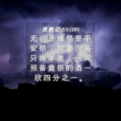 Picture 04 - 民 数 记 15:5 CUVS - 无 论 是 燔 祭 是 平 安 祭 ， 你 要 - Bible Verse Picture