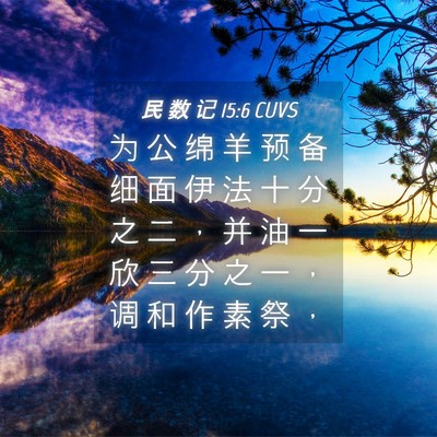 Picture 04 - 民 数 记 15:6 CUVS - 为 公 绵 羊 预 备 细 面 伊 法 十 分 - Bible Verse Picture