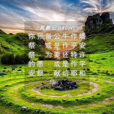 Picture 04 - 民 数 记 15:8 CUVS - 你 预 备 公 牛 作 燔 祭 ， 或 是 作 - Bible Verse Picture