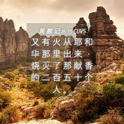 Picture 04 - 民 数 记 16:35 CUVS - 又 有 火 从 耶 和 华 那 里 出 来 ， - Bible Verse Picture