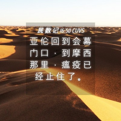Picture 04 - 民 数 记 16:50 CUVS - 亚 伦 回 到 会 幕 门 口 ， 到 摩 西 - Bible Verse Picture