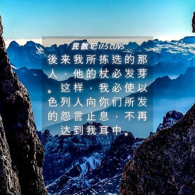 Picture 04 - 民 数 记 17:5 CUVS - 後 来 我 所 拣 选 的 那 人 ， 他 的 - Bible Verse Picture