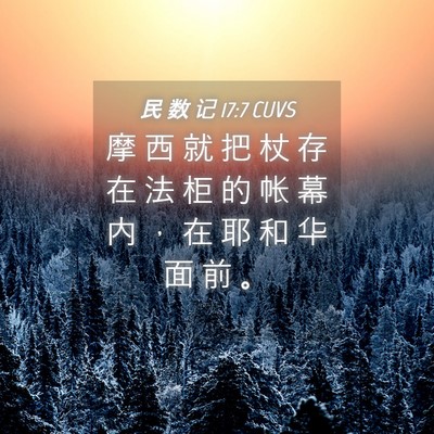Picture 04 - 民 数 记 17:7 CUVS - 摩 西 就 把 杖 存 在 法 柜 的 帐 幕 - Bible Verse Picture