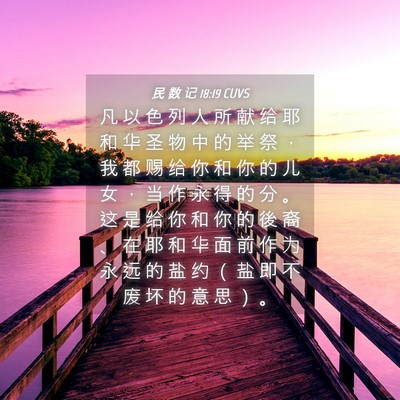 Picture 04 - 民 数 记 18:19 CUVS - 凡 以 色 列 人 所 献 给 耶 和 华 圣 - Bible Verse Picture