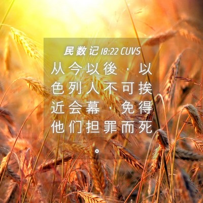 Picture 04 - 民 数 记 18:22 CUVS - 从 今 以 後 ， 以 色 列 人 不 可 挨 - Bible Verse Picture