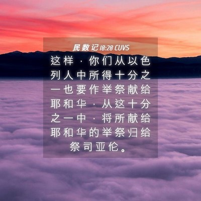 Picture 04 - 民 数 记 18:28 CUVS - 这 样 ， 你 们 从 以 色 列 人 中 所 - Bible Verse Picture