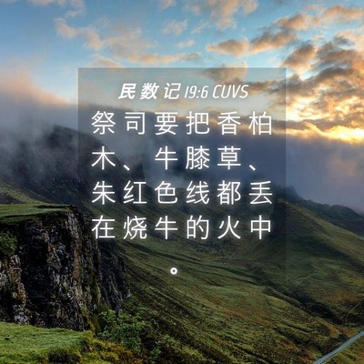 Picture 04 - 民 数 记 19:6 CUVS - 祭 司 要 把 香 柏 木 、 牛 膝 草 、 - Bible Verse Picture