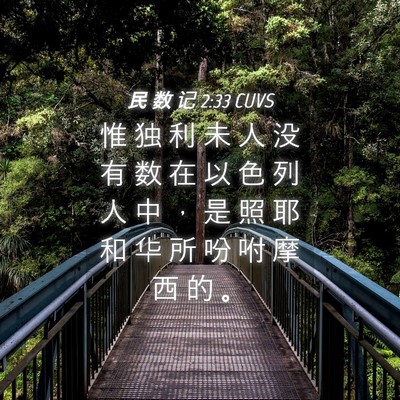 Picture 04 - 民 数 记 2:33 CUVS - 惟 独 利 未 人 没 有 数 在 以 色 列 - Bible Verse Picture