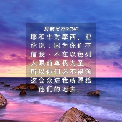 Picture 04 - 民 数 记 20:12 CUVS - 耶 和 华 对 摩 西 、 亚 伦 说 ： 因 - Bible Verse Picture