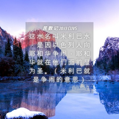 Picture 04 - 民 数 记 20:13 CUVS - 这 水 名 叫 米 利 巴 水 ， 是 因 以 - Bible Verse Picture